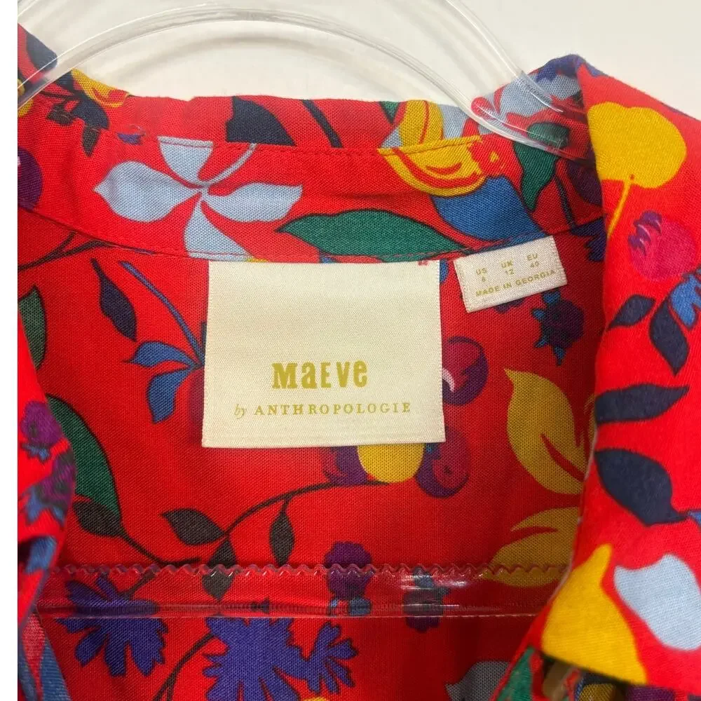 Anthropologie Maeve Blithe Floral Button Down Blouse 8 - Picture 4 of 6